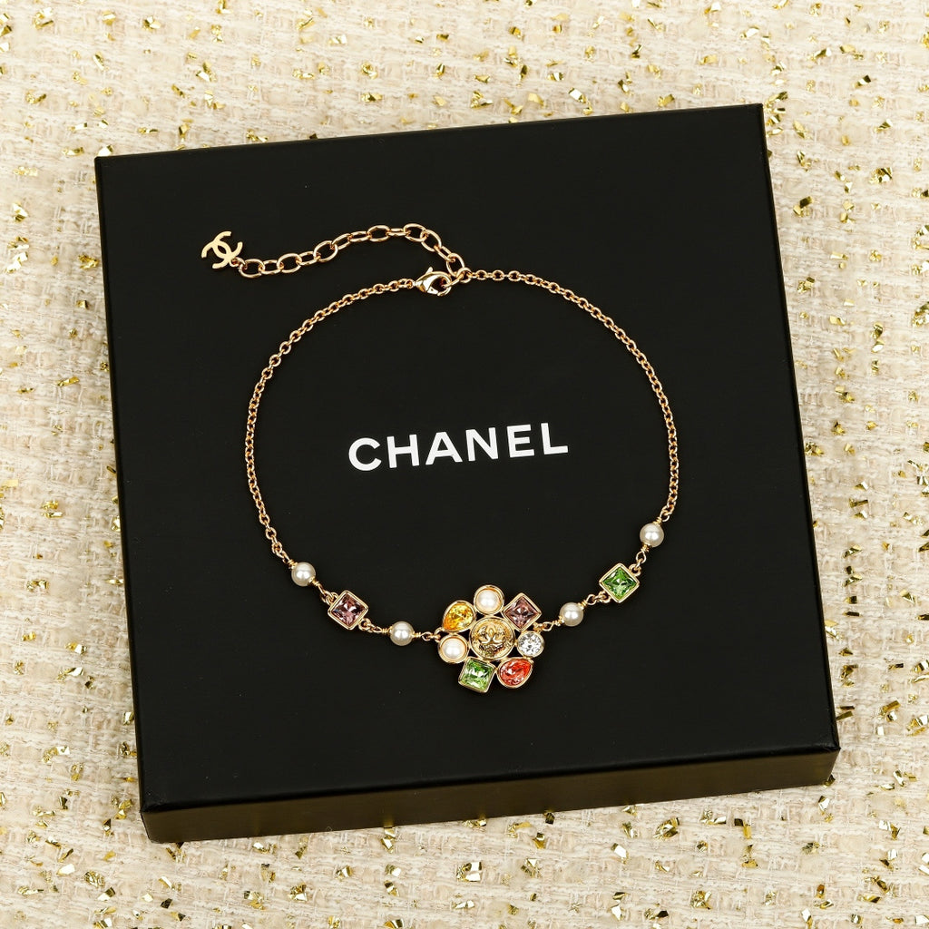 Chanel Interlocking C Gold-Tone Multicolor Crystal Accent Necklace - album image 1