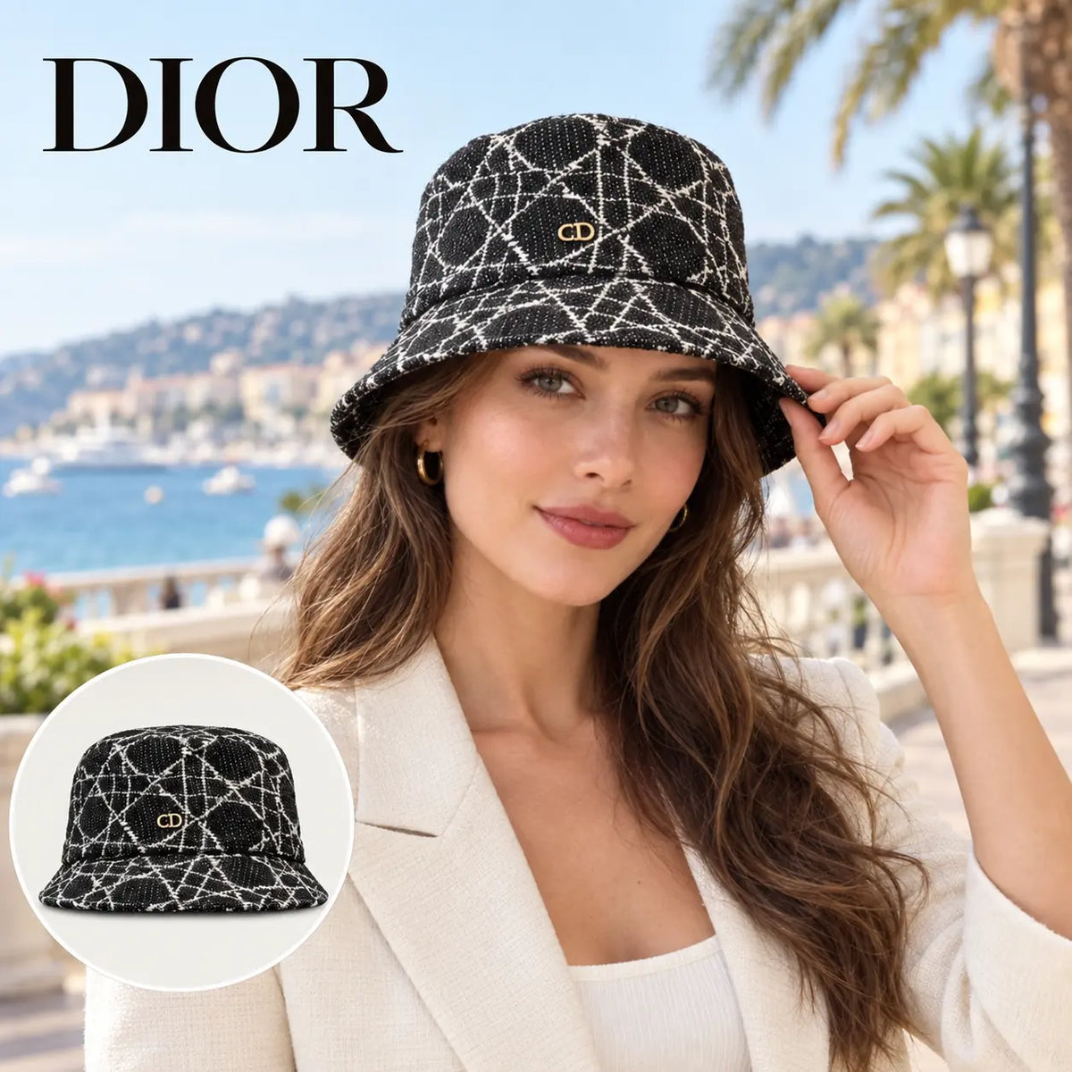 Dior Bucket Hat worn by a model