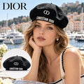 Dior Woven Open Knit Beret worn by a model