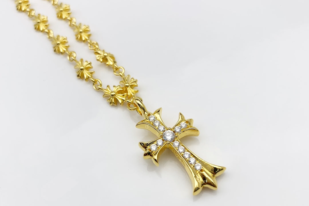Chrome Hearts Gold-Tone Bright Cross Necklace - album image 3