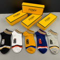 Fendi contrast cuff wordmark ankle socks - view 1