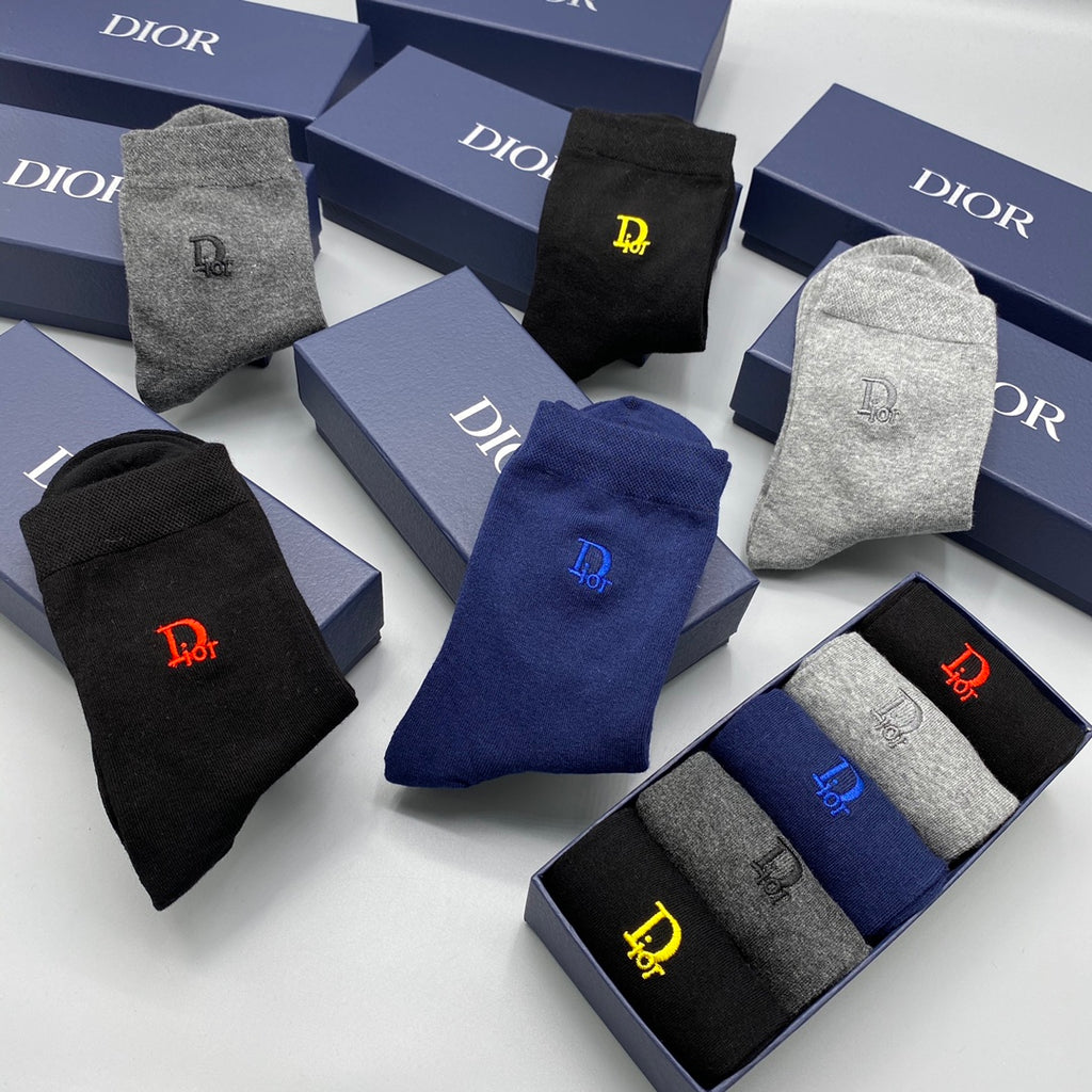 Dior small colored emblems crew socks - view 4
