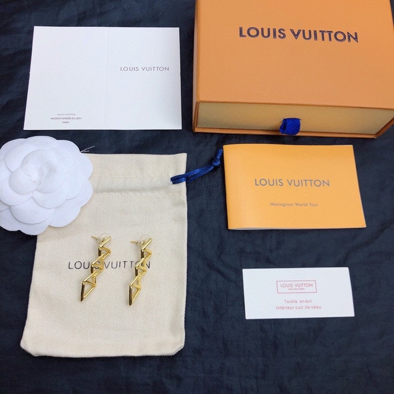 Louis Vuitton Gold-Tone Letter Drop Earrings - album image 3
