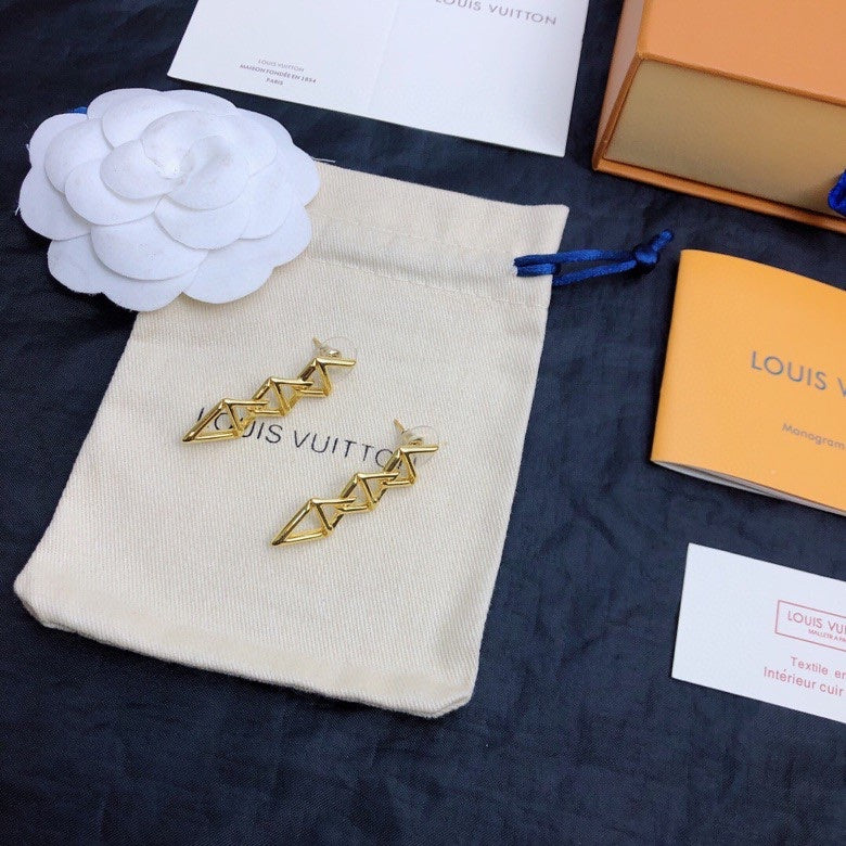 Louis Vuitton Gold-Tone Letter Drop Earrings - album image 2