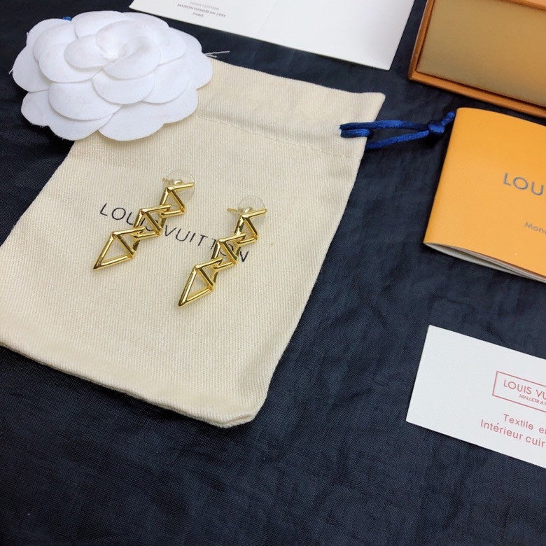 Louis Vuitton Gold-Tone Letter Drop Earrings - album image 4