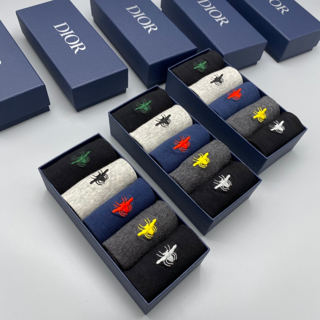 Dior colored bee accents crew socks - view 5