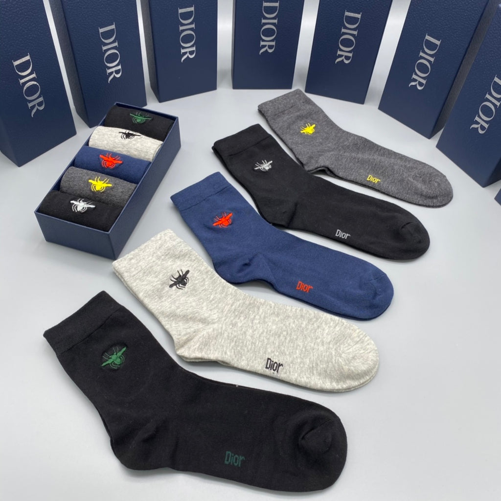 Dior colored bee accents crew socks - view 1