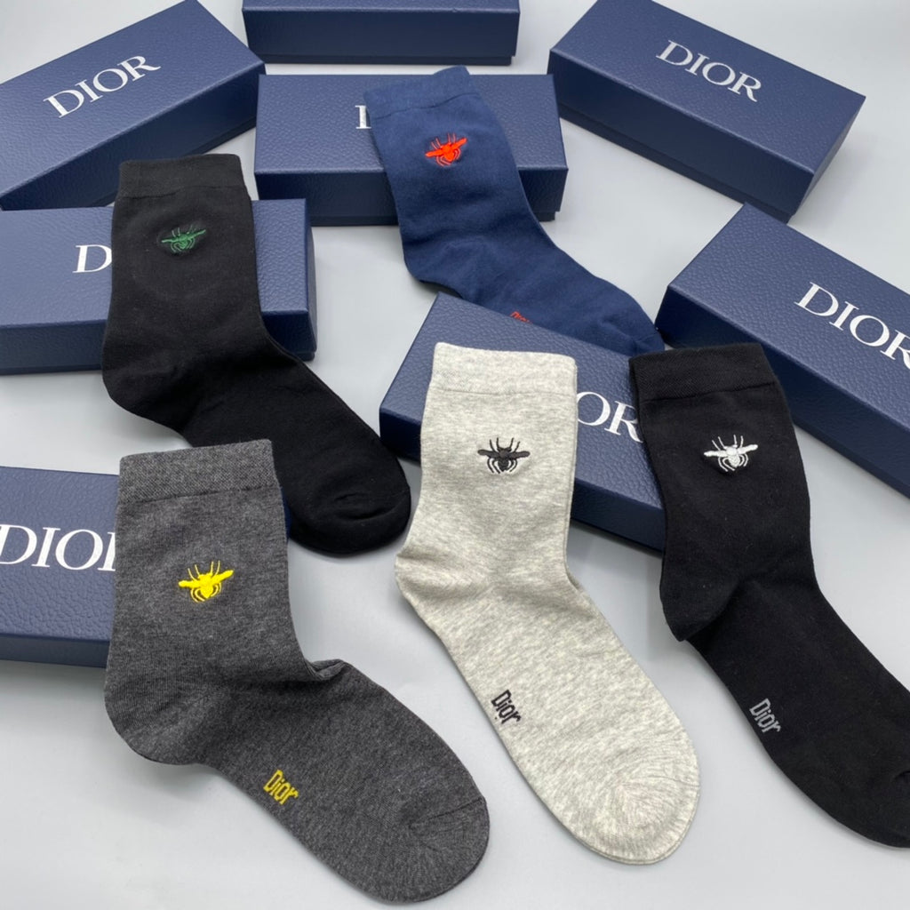 Dior colored bee accents crew socks - view 3