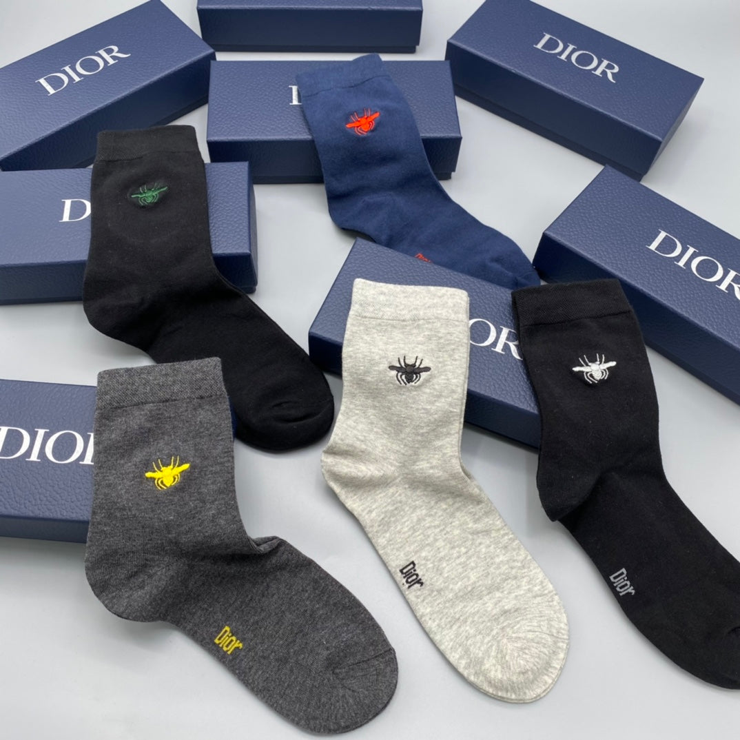 Dior colored bee accents crew socks - view 3