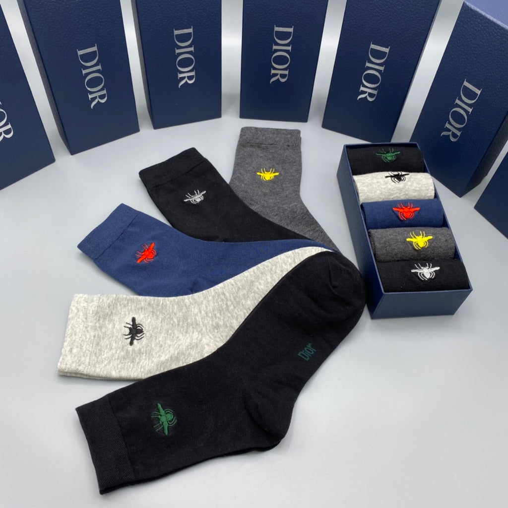 Dior colored bee accents crew socks - view 6