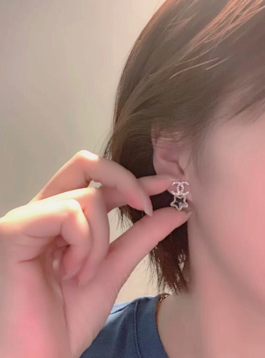 Chanel Interlocking C Heart Star Crystal Accent Earrings - album image 7