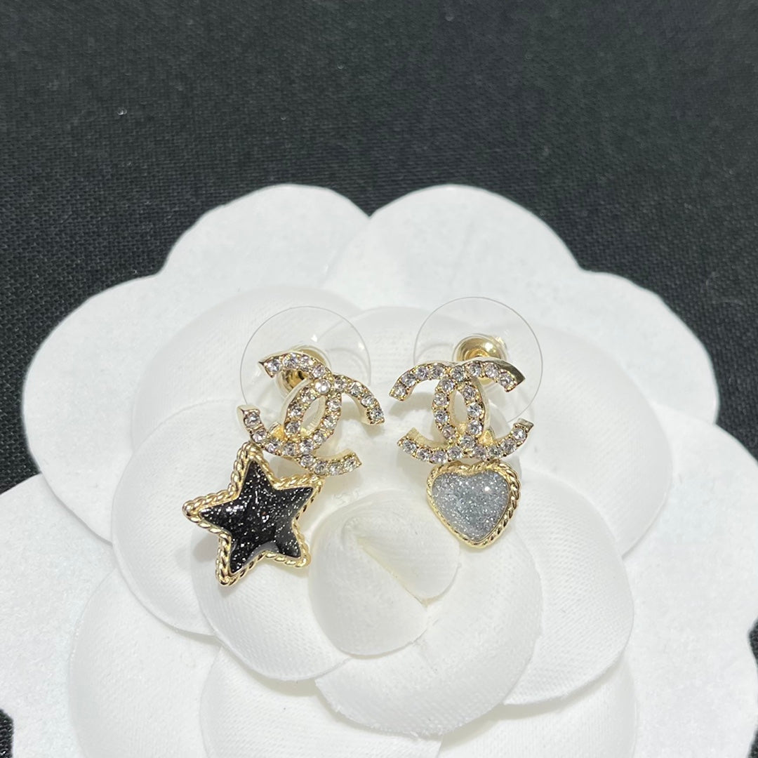 Chanel Interlocking C Heart Star Crystal Accent Earrings - album image 4