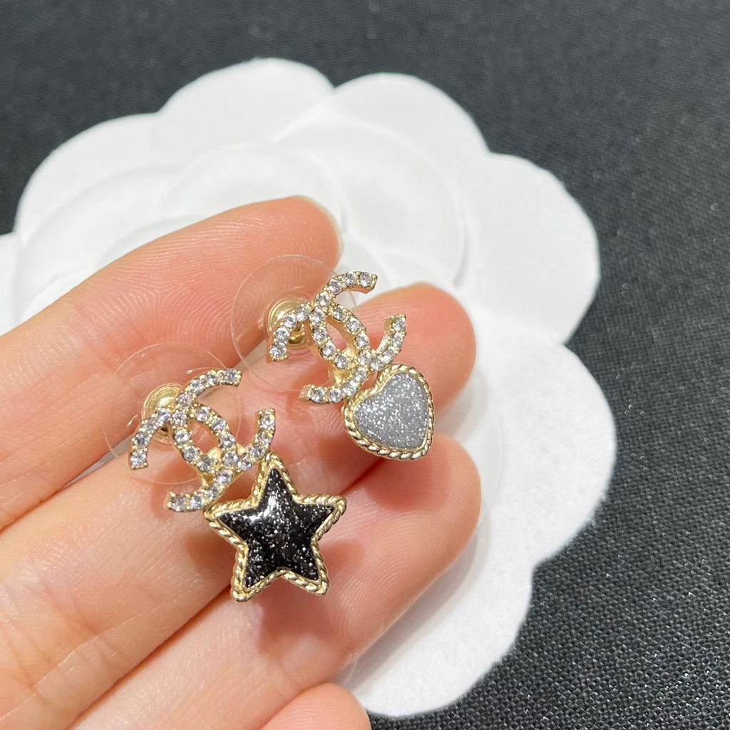 Chanel Interlocking C Heart Star Crystal Accent Earrings - album image 1