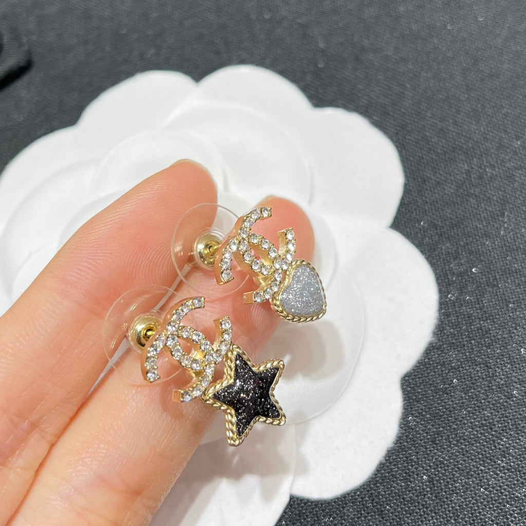 Chanel Interlocking C Heart Star Crystal Accent Earrings - album image 5