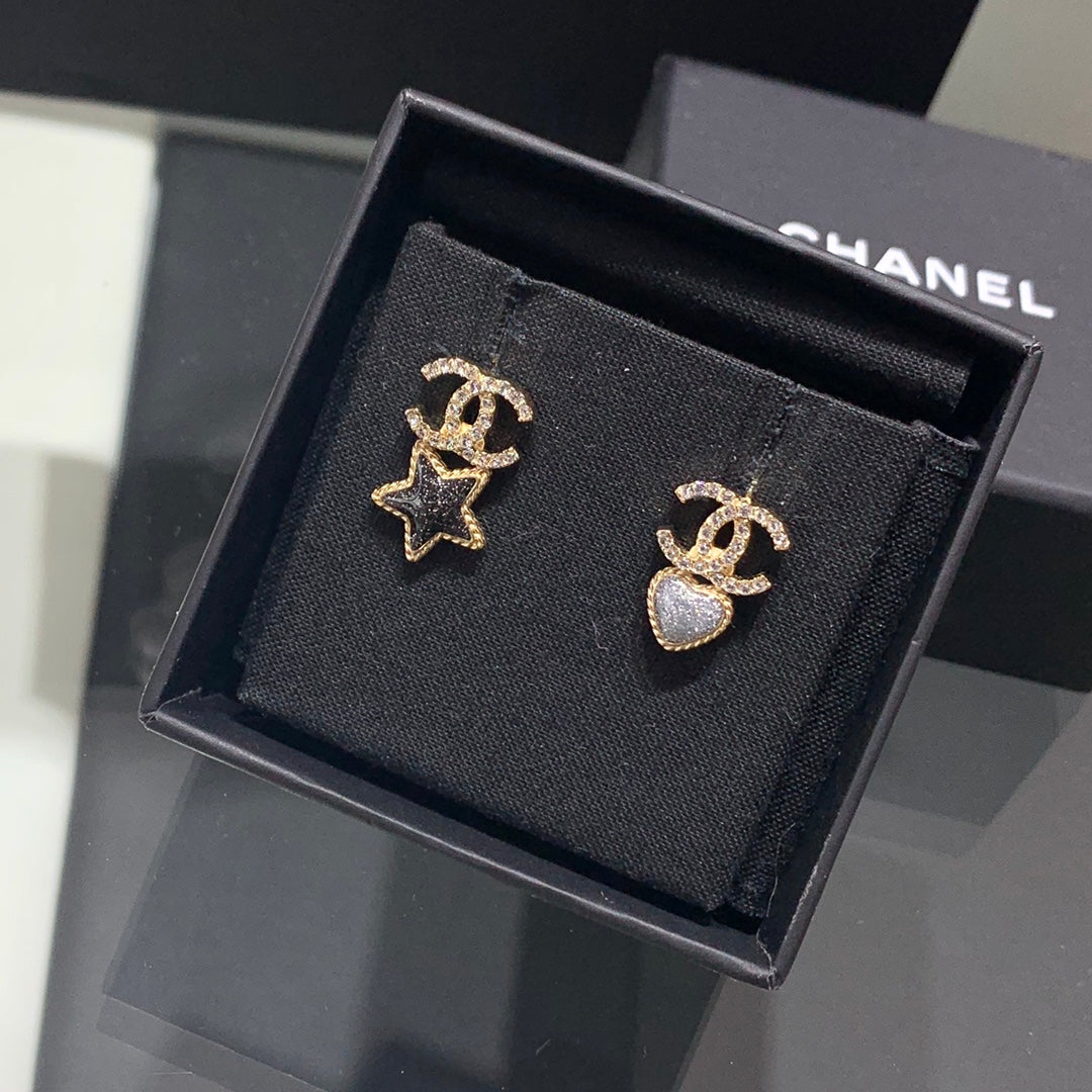 Chanel Interlocking C Heart Star Crystal Accent Earrings - album image 3