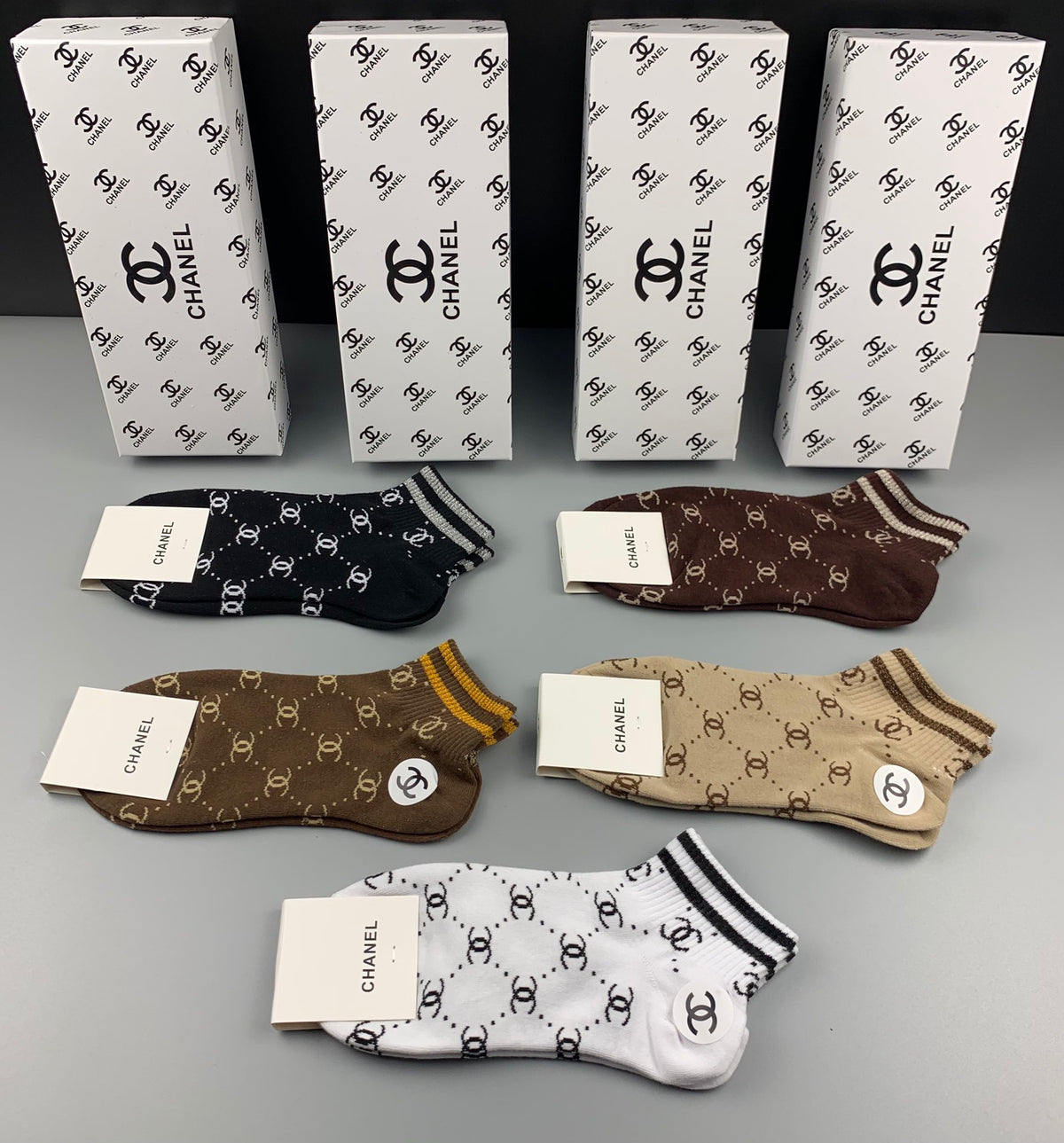 Chanel diamond pattern contrast cuff ankle socks - view 2