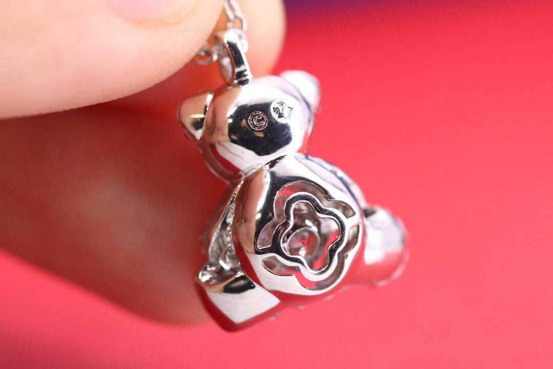 Swarovski Pink Crystal Teddy Bear Pendant Necklace - album image 4