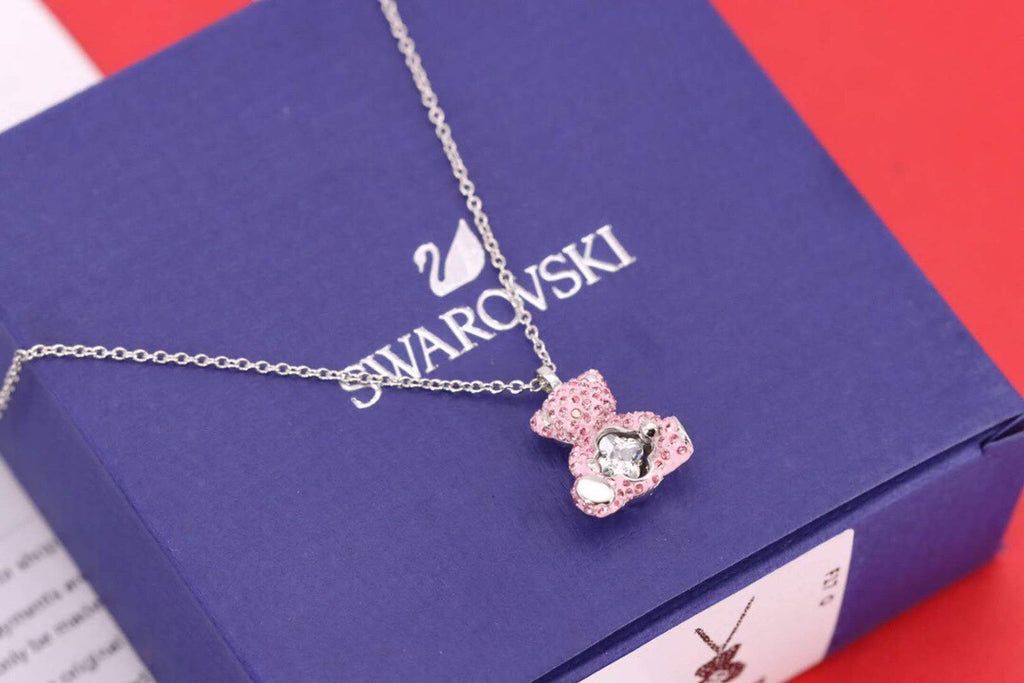 Swarovski Pink Crystal Teddy Bear Pendant Necklace - album image 3