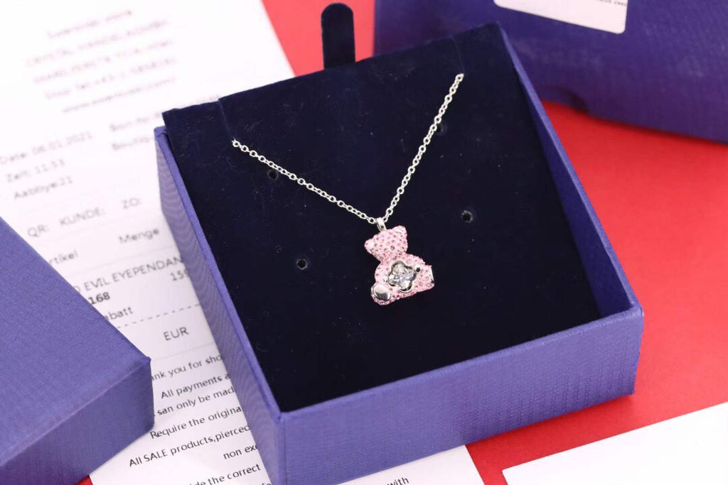 Swarovski Pink Crystal Teddy Bear Pendant Necklace - album image 5