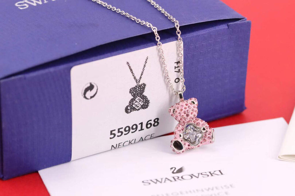 Swarovski Pink Crystal Teddy Bear Pendant Necklace - album image 7