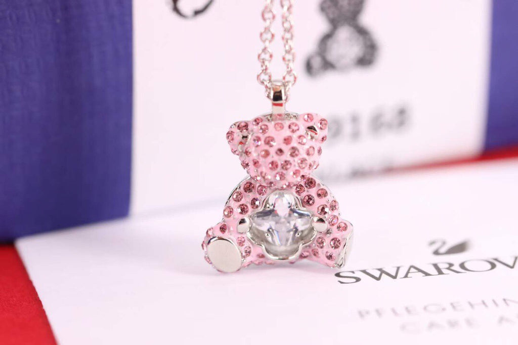 Swarovski Pink Crystal Teddy Bear Pendant Necklace - album image 8
