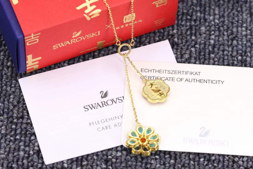Swarovski Red and Green Floral Y Pendant Necklace - album image 5