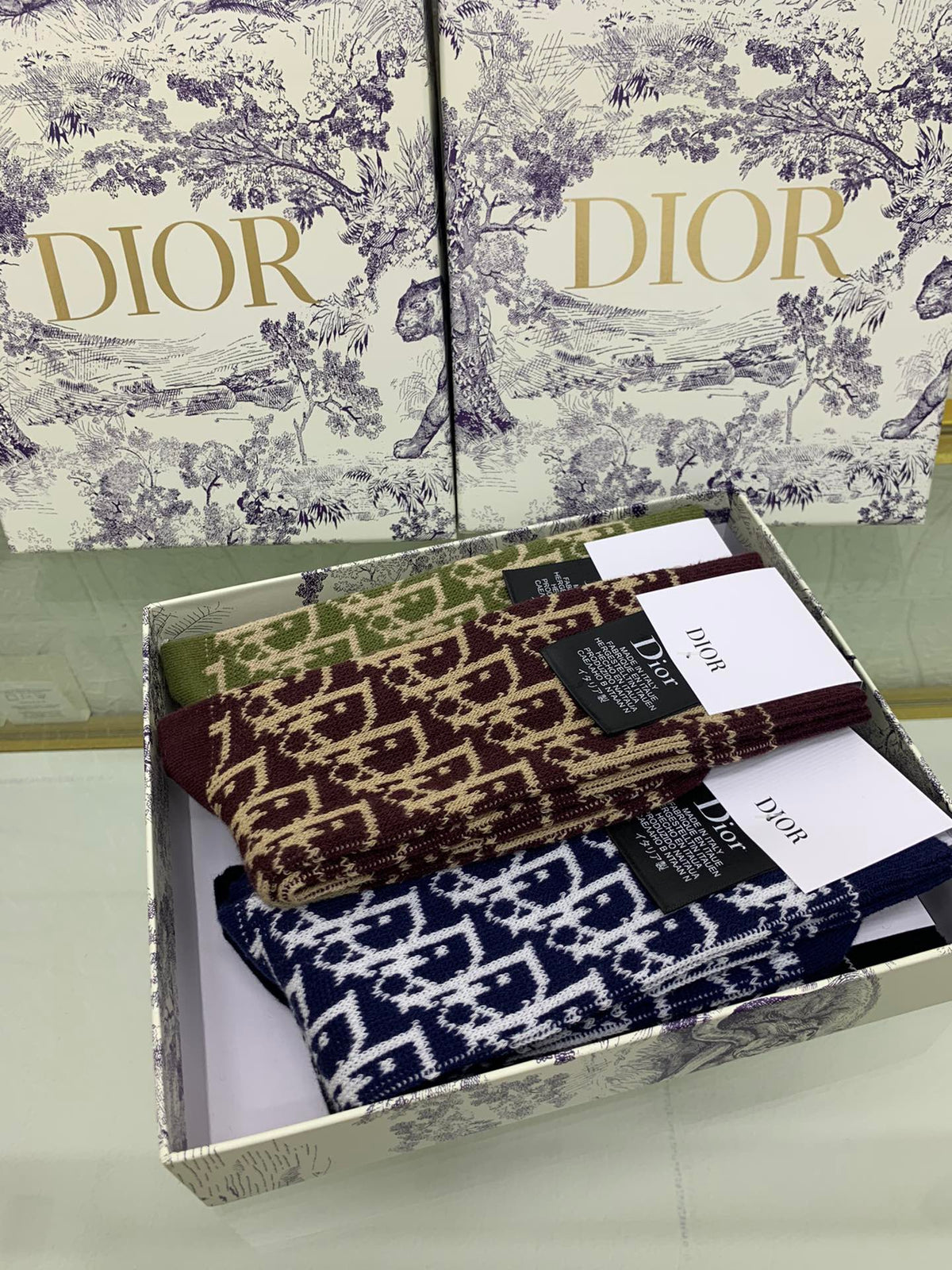 Dior earth tone monogram crew socks - view 9
