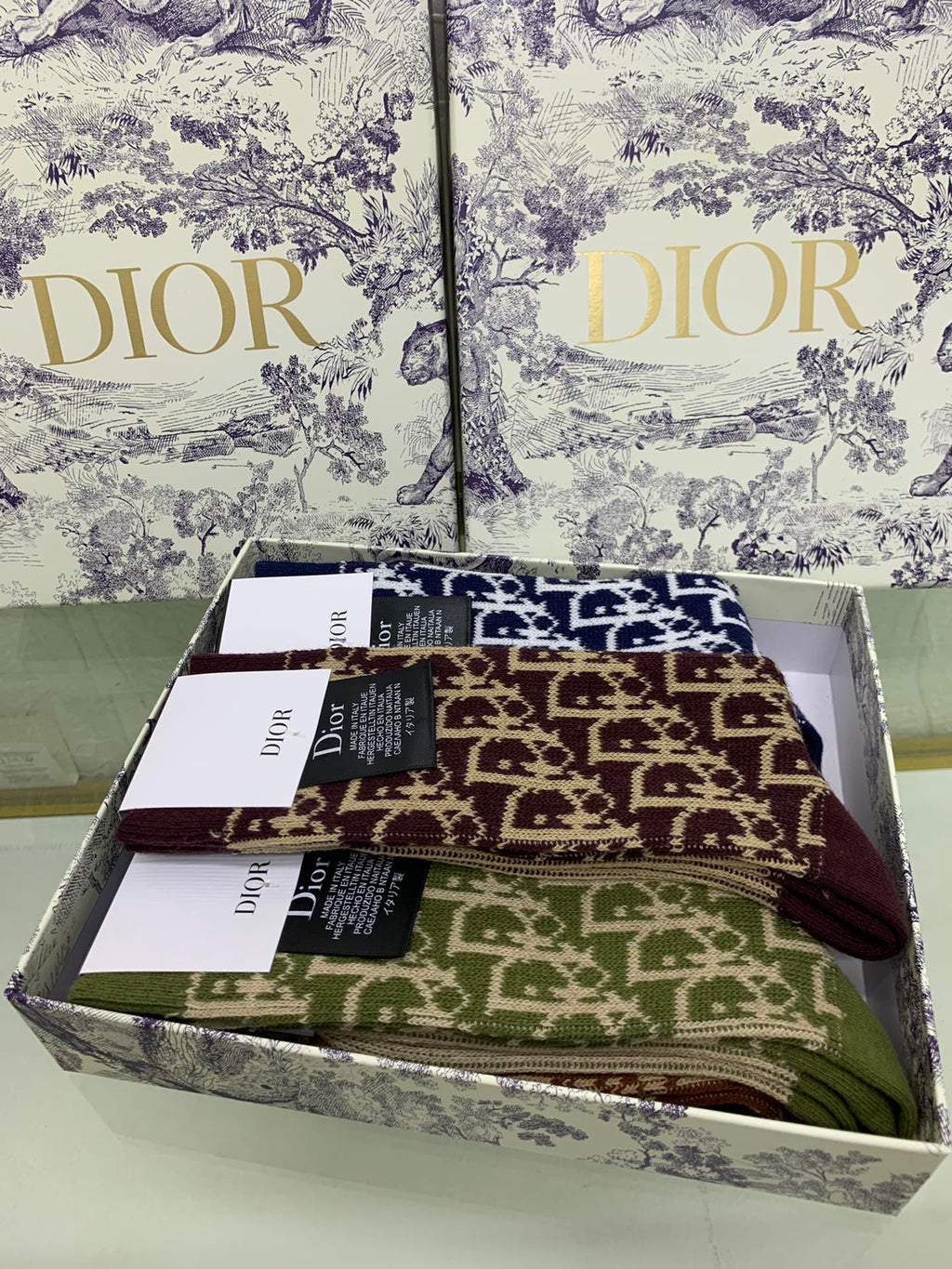 Dior earth tone monogram crew socks - view 8
