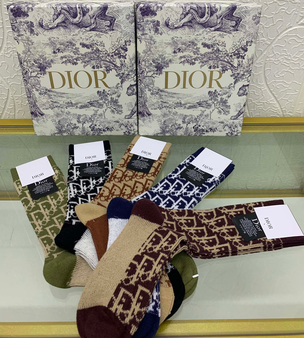 Dior earth tone monogram crew socks - view 3