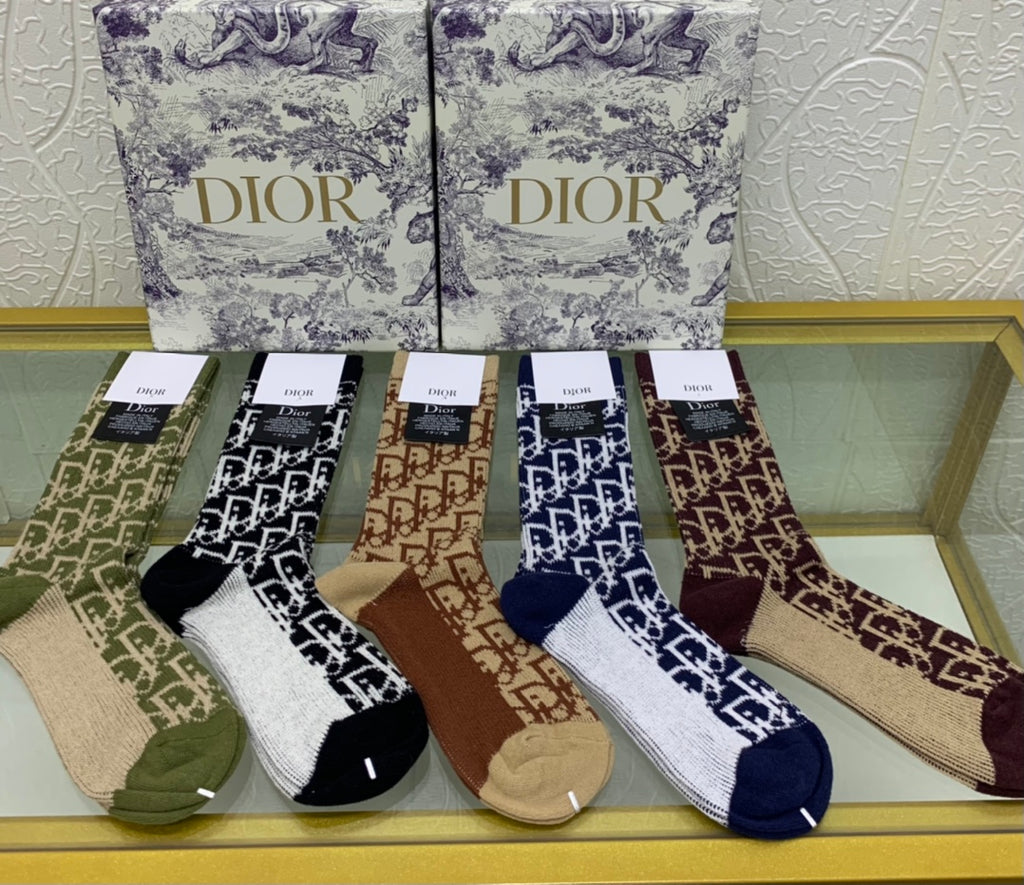Dior earth tone monogram crew socks - view 2