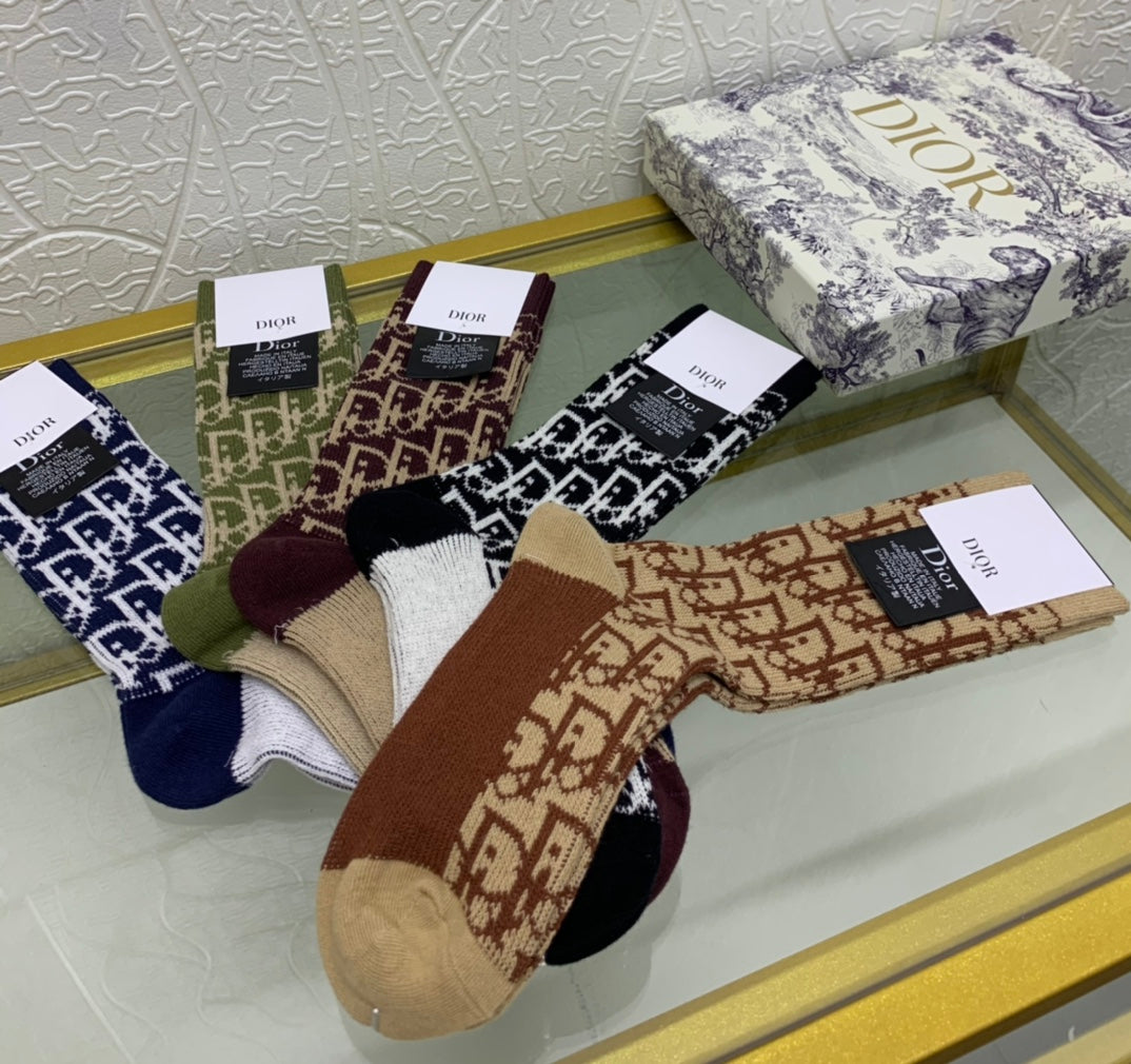 Dior earth tone monogram crew socks - view 7