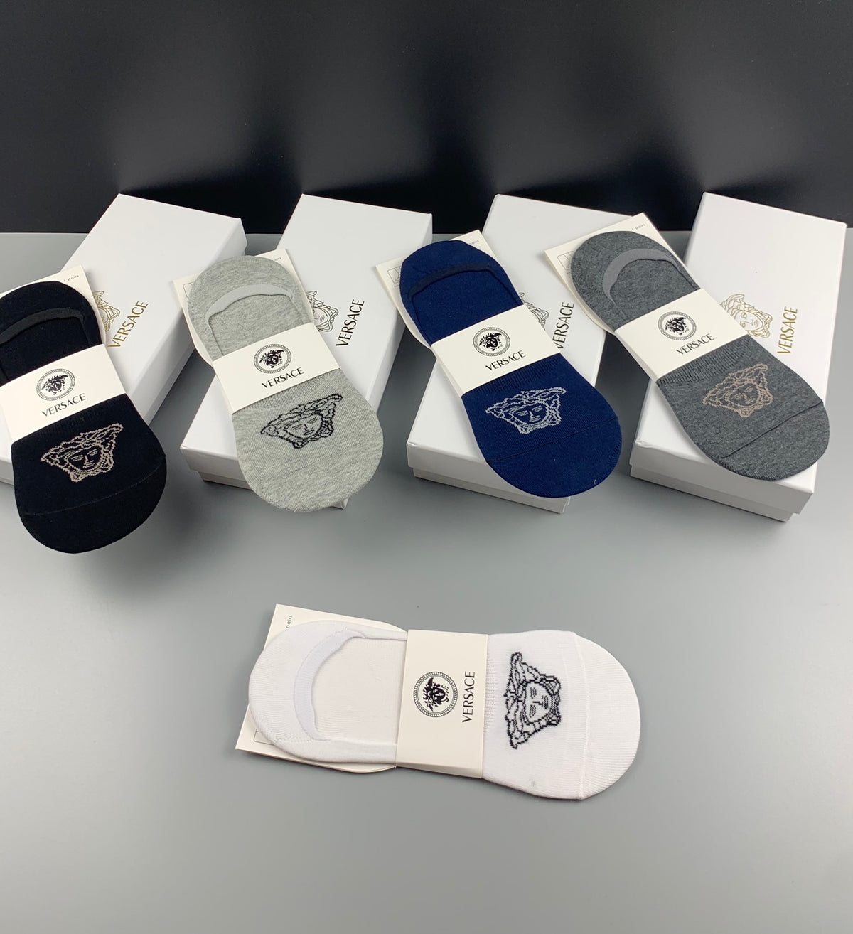 Versace tonal medusa front ankle socks - view 6