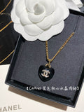 Chanel Interlocking C Gray Black Heart Crystal Accent Necklace - album image 1