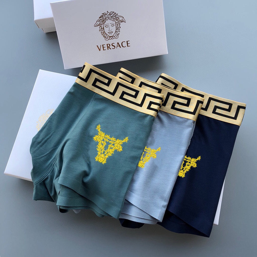 Versace gold geometric emblem boxer briefs - view 4