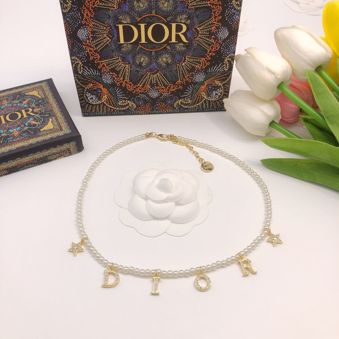 Dior Pearl-Look Letter Charm Necklace - product image 7