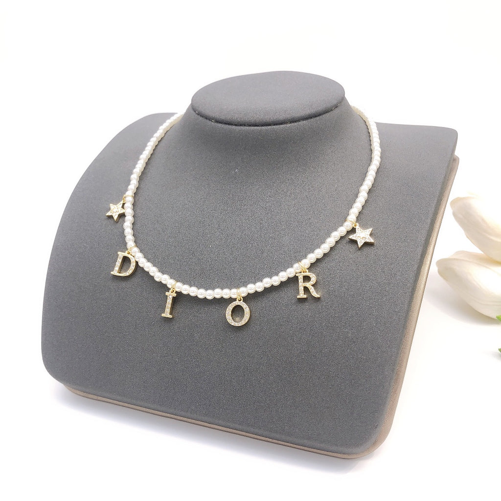 Dior Pearl-Look Letter Charm Necklace - product image 1
