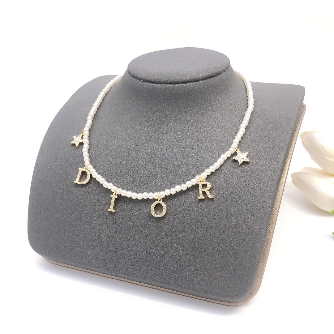 Dior Pearl-Look Letter Charm Necklace - product image 1