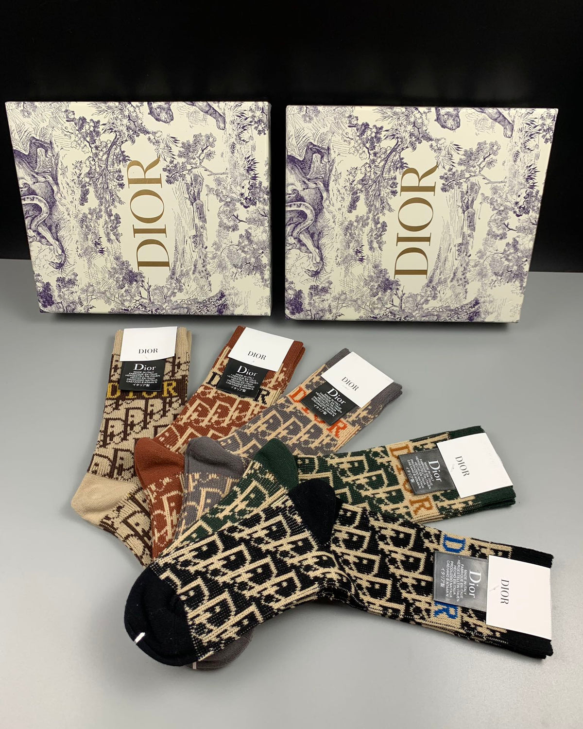 Dior allover pattern mix crew socks - view 2