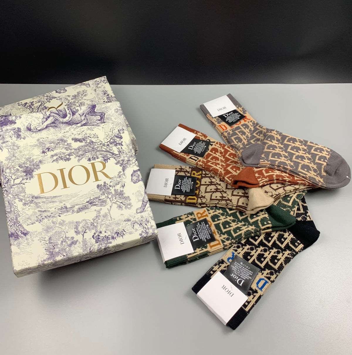 Dior allover pattern mix crew socks - view 5