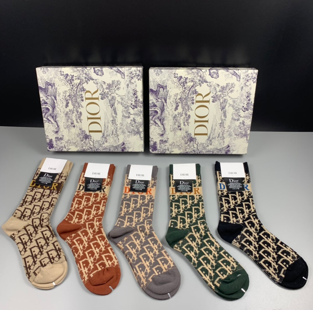 Dior allover pattern mix crew socks - view 1