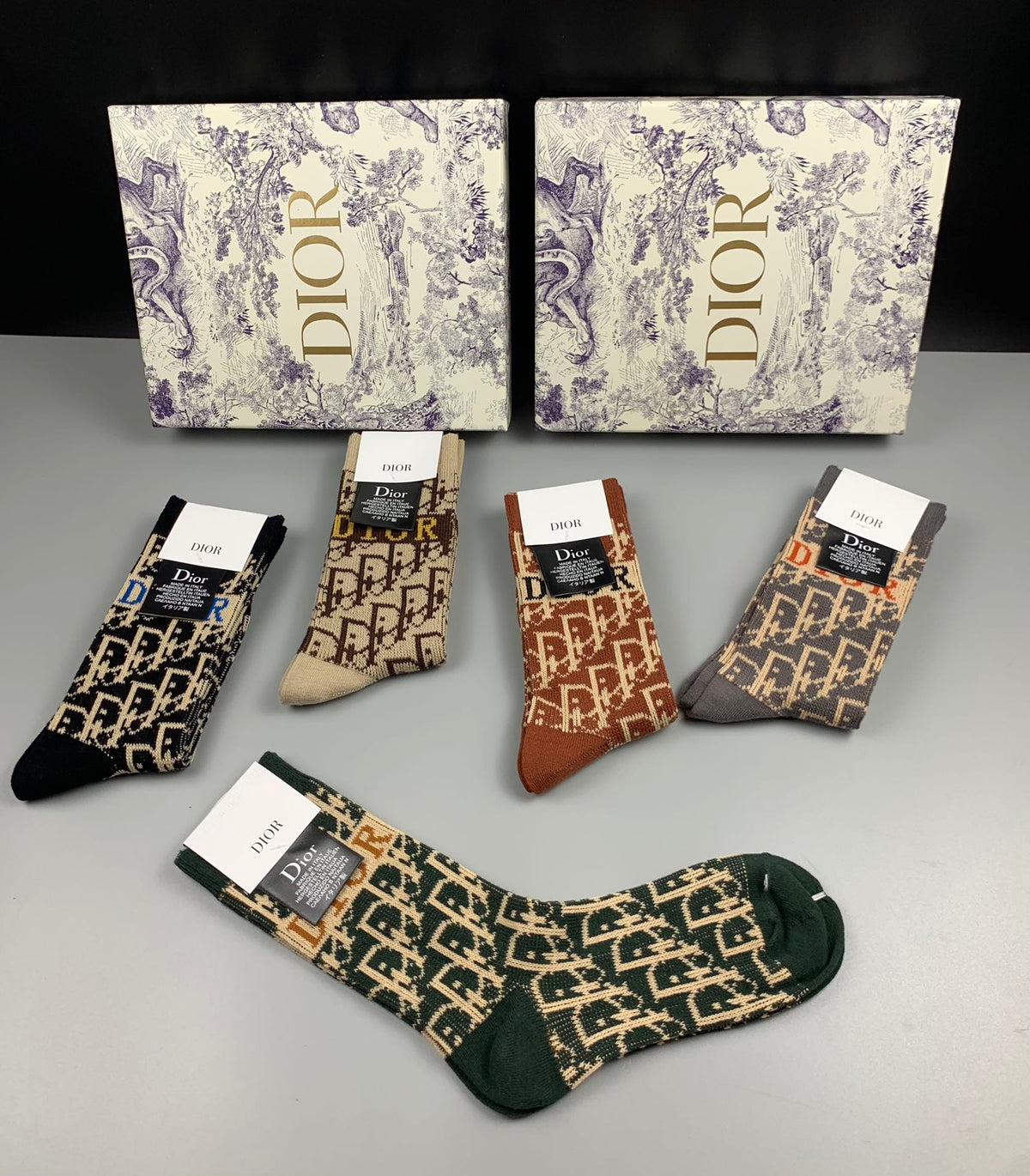 Dior allover pattern mix crew socks - view 3