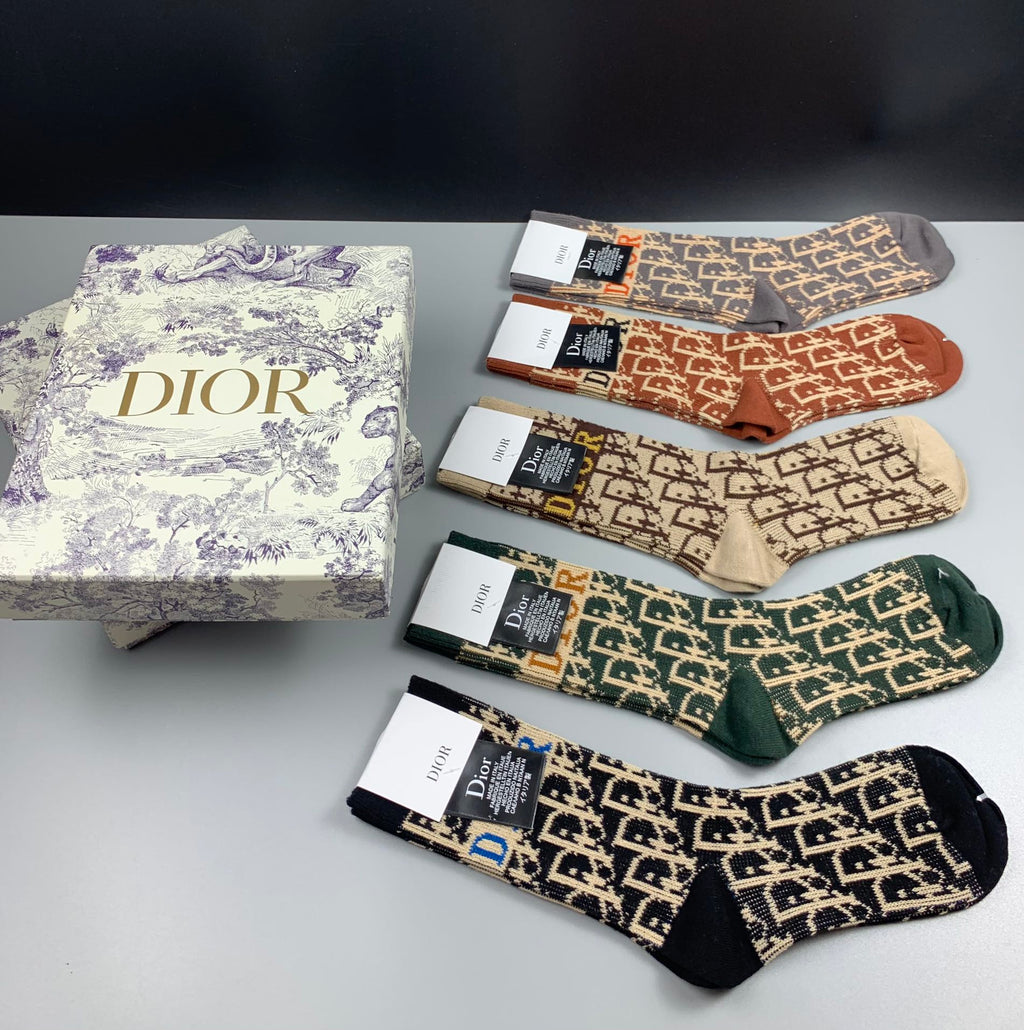 Dior allover pattern mix crew socks - view 6