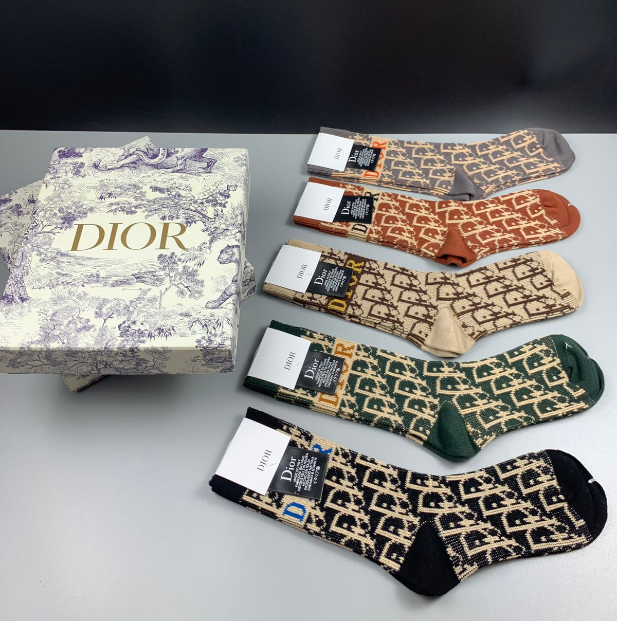 Dior allover pattern mix crew socks - view 6