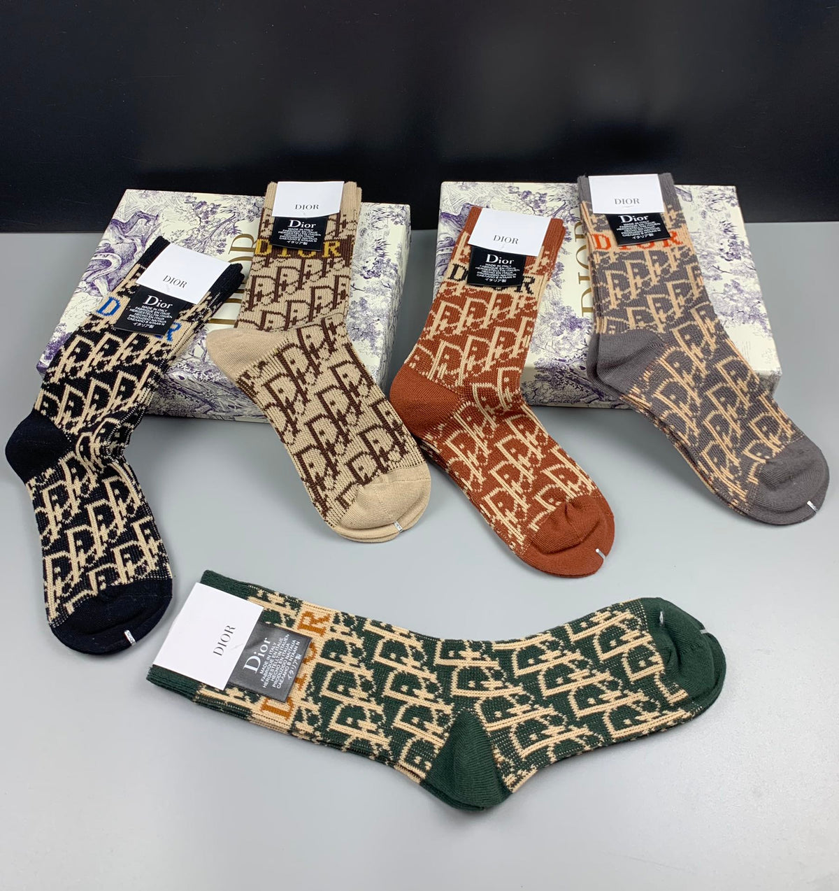 Dior allover pattern mix crew socks - view 4