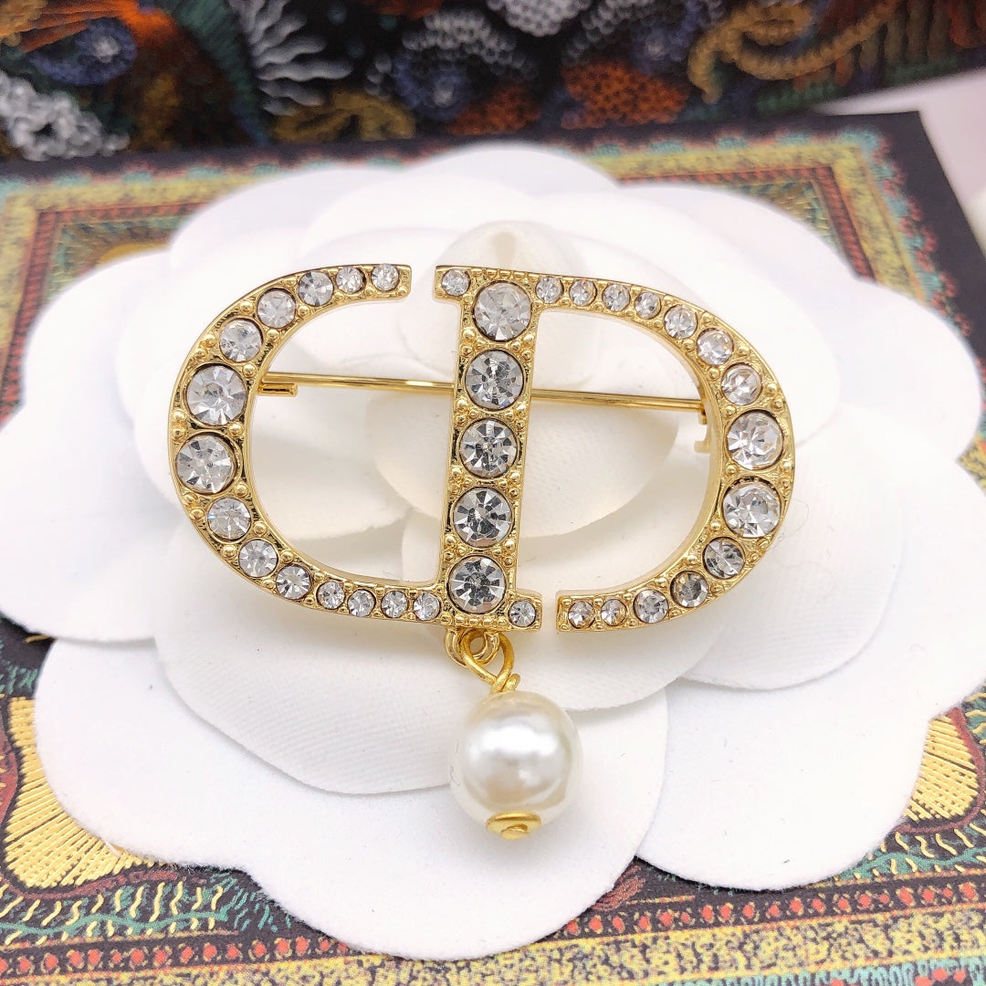 Dior CD Crystal Pearl-Look Drop Brooch - product image 30