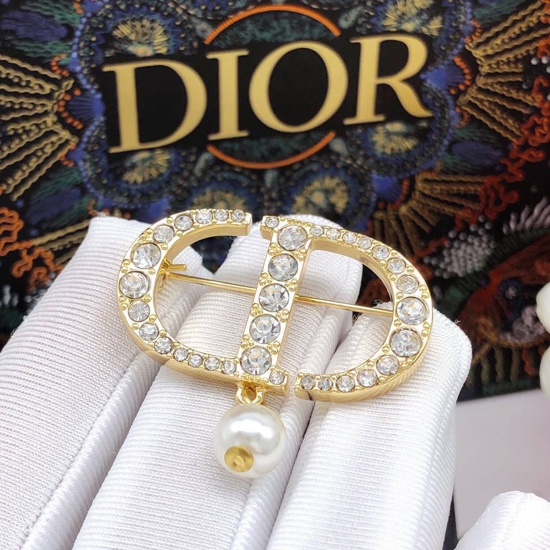 Dior CD Crystal Pearl-Look Drop Brooch - product image 33
