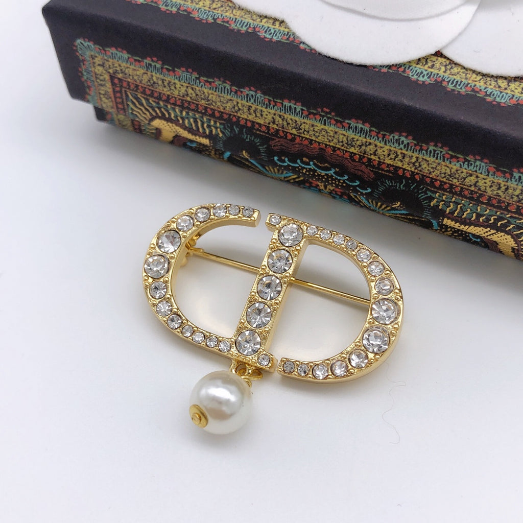 Dior CD Crystal Pearl-Look Drop Brooch - product image 34