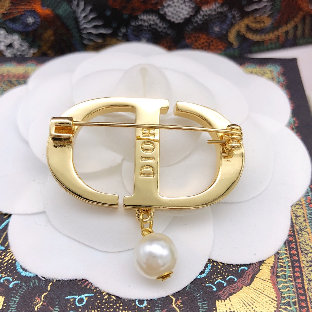 Dior CD Crystal Pearl-Look Drop Brooch - product image 31
