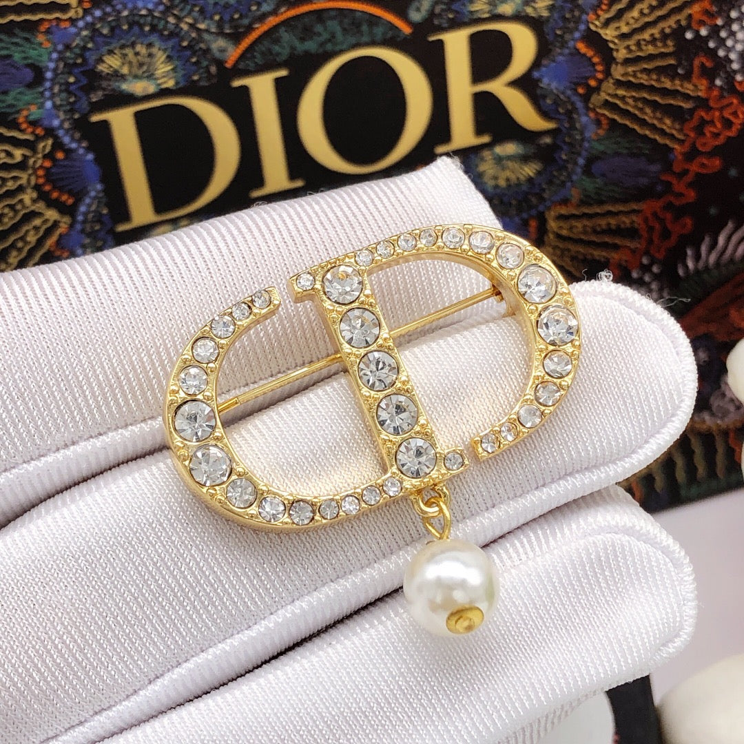 Dior CD Crystal Pearl-Look Drop Brooch - product image 27