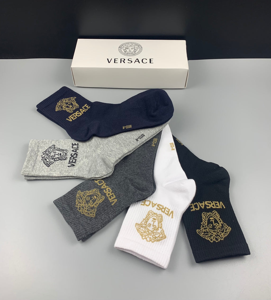Versace small medusa wordmark crew socks - view 3